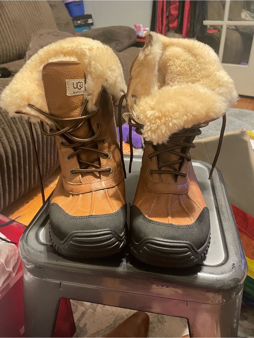 UGG Brown and Black Shearling Winter Boots